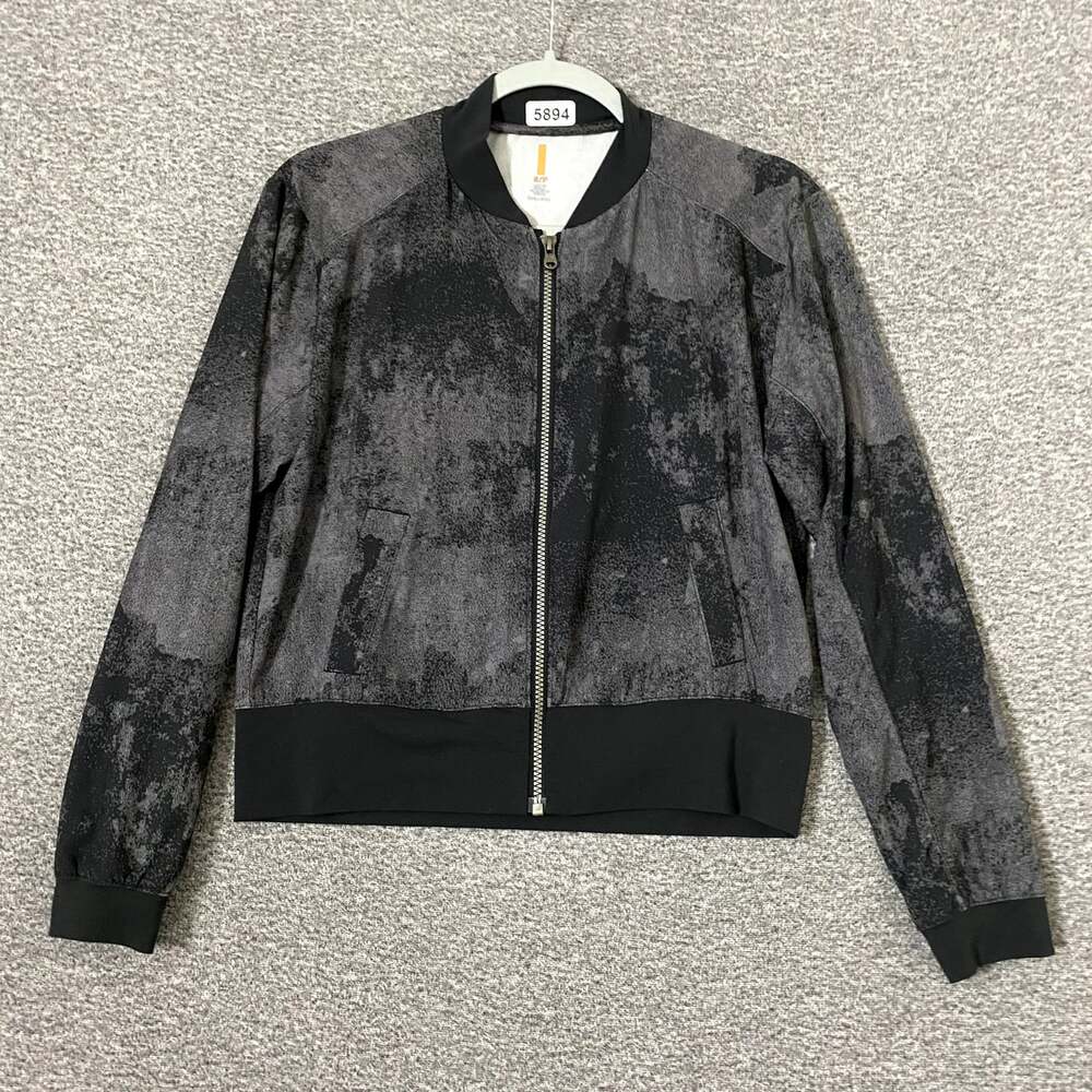 Lucy Women's Size Small Black Polyester Full Zip Long Sleeve Bomber Jacket